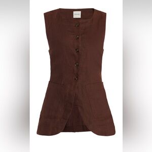 Posse Chocolate Brown Linen Emma Vest; SZ M